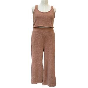 Eloquii Fleece Tank Top Pants Set Women's Size 18 20 Tan